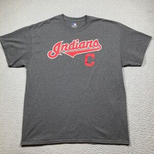 Cleveland Indians T Shirt Adult XL Dark Gray Short Sleeve MLB Baseball Crew Neck